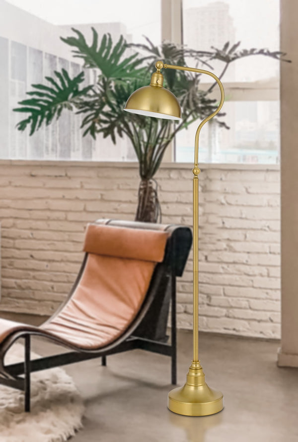 HomeRoots 60" Brass Traditional Floor Lamp with Dimmable Ambient Light and Elegant Antiqued Shade Design 526295