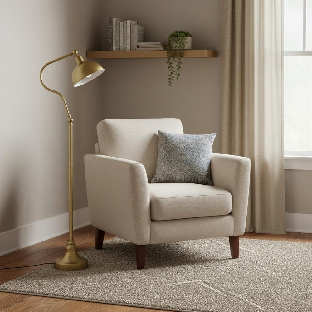 HomeRoots 60" Brass Traditional Floor Lamp with Dimmable Ambient Light and Elegant Antiqued Shade Design 526295