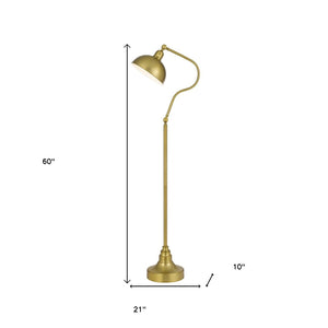 HomeRoots 60" Brass Traditional Floor Lamp with Dimmable Ambient Light and Elegant Antiqued Shade Design 526295