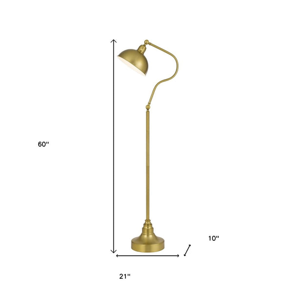 HomeRoots 60" Brass Traditional Floor Lamp with Dimmable Ambient Light and Elegant Antiqued Shade Design 526295