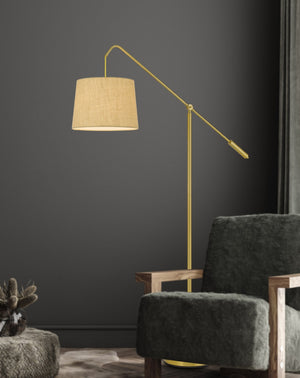 HomeRoots 68" Brass Adjustable Traditional Floor Lamp with Antiqued Brass Shade - Elegant, Versatile Lighting 526298