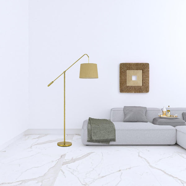 HomeRoots 68" Brass Adjustable Traditional Floor Lamp with Antiqued Brass Shade - Elegant, Versatile Lighting 526298