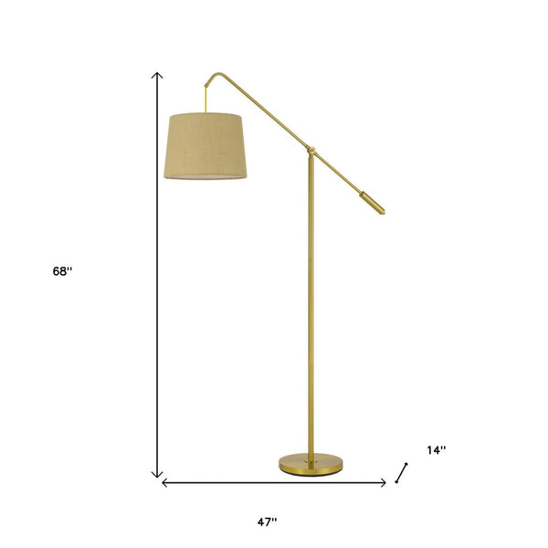 HomeRoots 68" Brass Adjustable Traditional Floor Lamp with Antiqued Brass Shade - Elegant, Versatile Lighting 526298