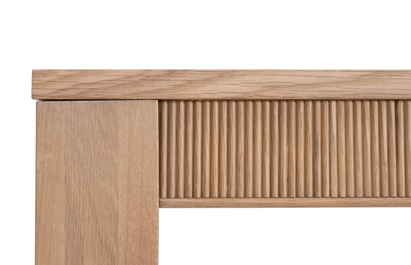 Essentials for Living Highland Oak Wood Extension Dining Table Seats Eight with Fluted Apron Detail 5263.NAT-OAK