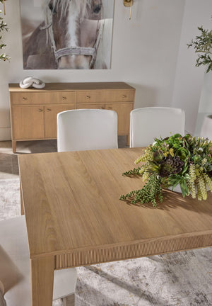 Essentials for Living Highland Oak Wood Extension Dining Table Seats Eight with Fluted Apron Detail 5263.NAT-OAK