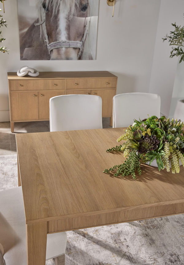 Essentials for Living Highland Oak Wood Extension Dining Table Seats Eight with Fluted Apron Detail 5263.NAT-OAK