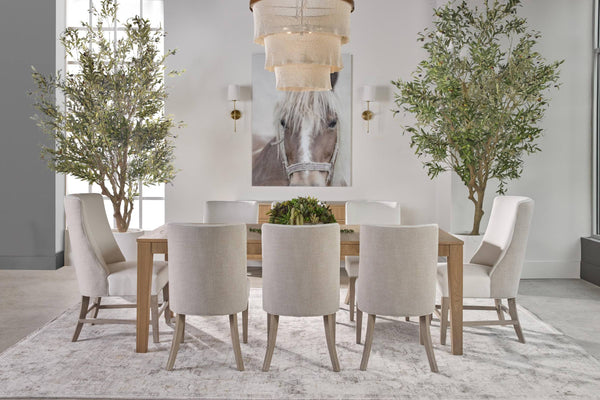 Essentials for Living Highland Oak Wood Extension Dining Table Seats Eight with Fluted Apron Detail 5263.NAT-OAK