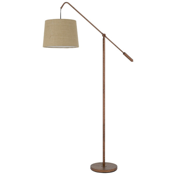 HomeRoots 68" Adjustable Vintage Floor Lamp with Rust Fabric Drum Shade for Cozy Ambiance in Any Room 526300
