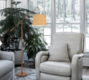 HomeRoots 68" Adjustable Vintage Floor Lamp with Rust Fabric Drum Shade for Cozy Ambiance in Any Room 526300