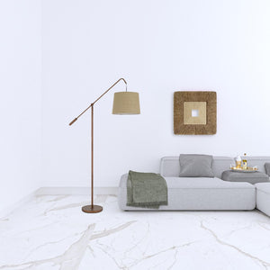HomeRoots 68" Adjustable Vintage Floor Lamp with Rust Fabric Drum Shade for Cozy Ambiance in Any Room 526300
