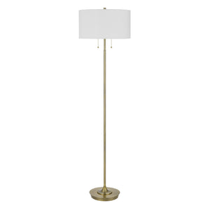Homeroots 64" Brass Two Light Traditional Shaped Floor Lamp With White Rectangular Shade  Metal 526301