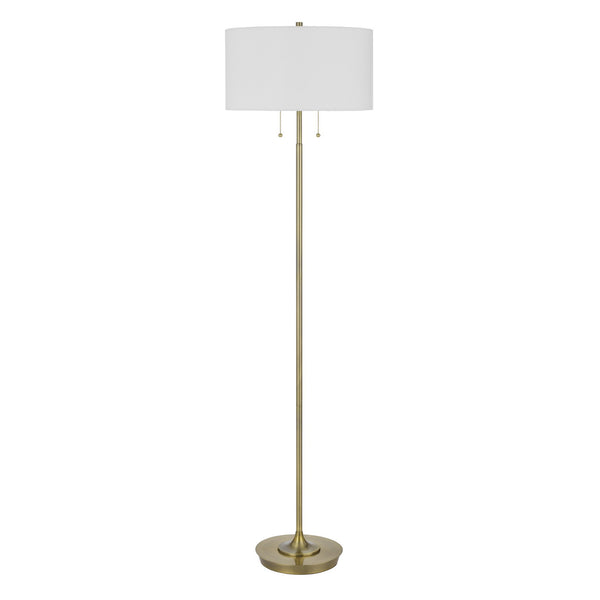 Homeroots 64" Brass Two Light Traditional Shaped Floor Lamp With White Rectangular Shade  Metal 526301