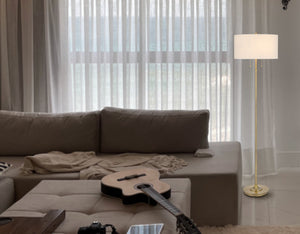 Homeroots 64" Brass Two Light Traditional Shaped Floor Lamp With White Rectangular Shade  Metal 526301