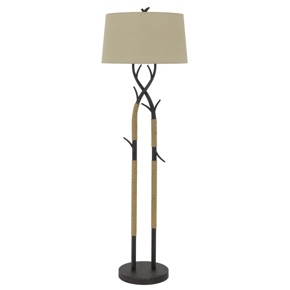 HomeRoots 55" Classic Black Floor Lamp with Tan Shade – Elegant Lighting for Living Rooms, Offices & More 526302
