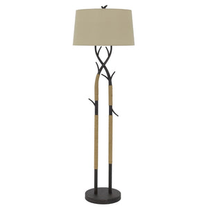 HomeRoots 55" Classic Black Floor Lamp with Tan Shade – Elegant Lighting for Living Rooms, Offices & More 526302