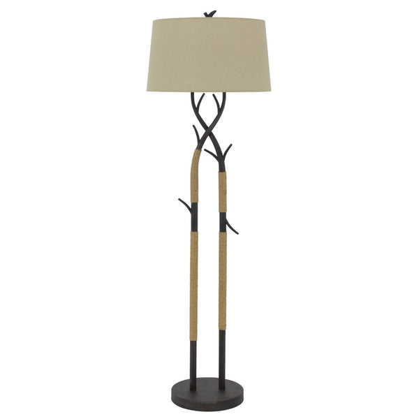 HomeRoots 55" Classic Black Floor Lamp with Tan Shade – Elegant Lighting for Living Rooms, Offices & More 526302