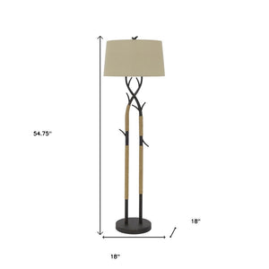 HomeRoots 55" Classic Black Floor Lamp with Tan Shade – Elegant Lighting for Living Rooms, Offices & More 526302