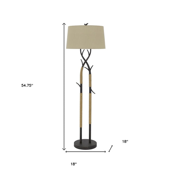 HomeRoots 55" Classic Black Floor Lamp with Tan Shade – Elegant Lighting for Living Rooms, Offices & More 526302