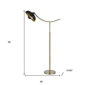 HomeRoots 66" Modern Bronze Adjustable Arc Floor Lamp - Stylish Dome Shade for Living Room Illumination 526306