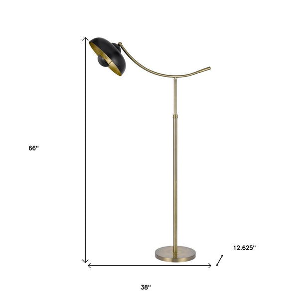 HomeRoots 66" Modern Bronze Adjustable Arc Floor Lamp - Stylish Dome Shade for Living Room Illumination 526306