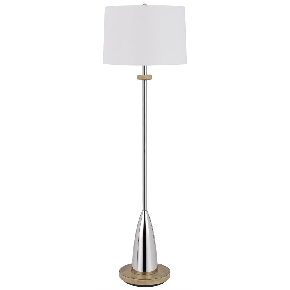 HomeRoots 61" Chrome Floor Lamp with Dimmable White Shade – Elegant Lighting for Living Rooms & Bedrooms 526307