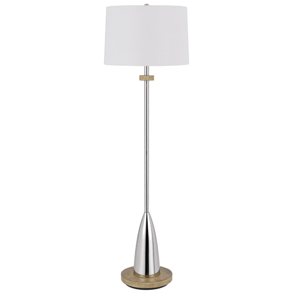 HomeRoots 61" Chrome Floor Lamp with Dimmable White Shade – Elegant Lighting for Living Rooms & Bedrooms 526307