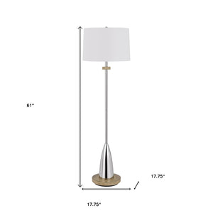 HomeRoots 61" Chrome Floor Lamp with Dimmable White Shade – Elegant Lighting for Living Rooms & Bedrooms 526307