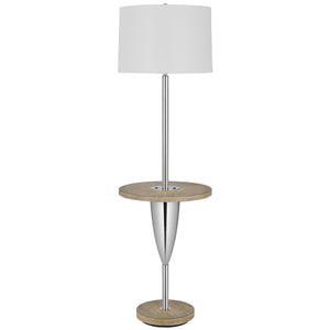 Homeroots 61" Chrome Tray Table Floor Lamp With White Square Shade  Metal 526308