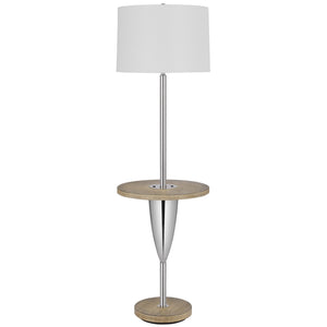 Homeroots 61" Chrome Tray Table Floor Lamp With White Square Shade  Metal 526308