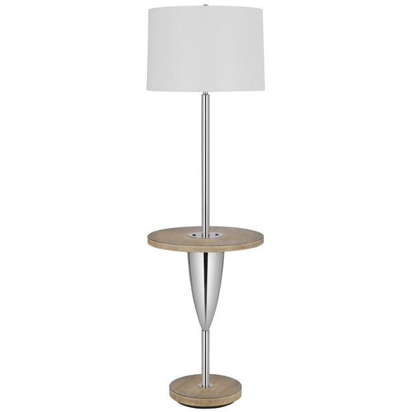 Homeroots 61" Chrome Tray Table Floor Lamp With White Square Shade  Metal 526308