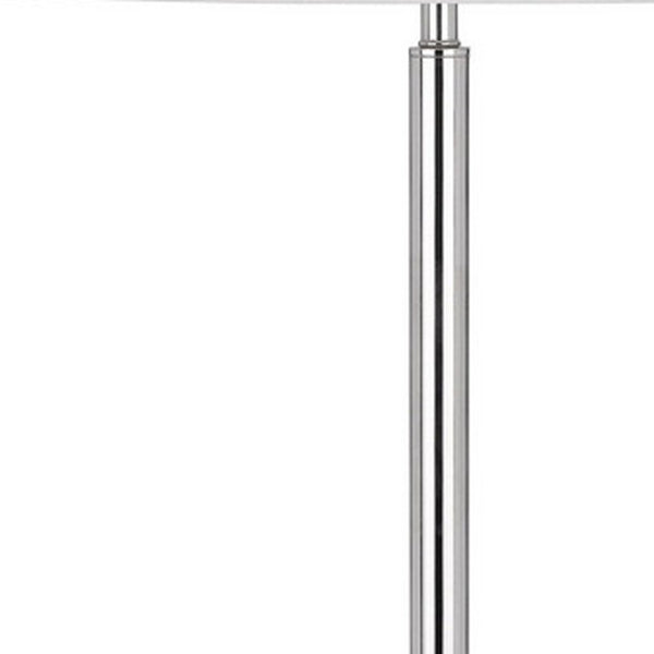 HomeRoots 61" Chrome Tray Table Floor Lamp with USB Port & White Glass Shade - Modern Design & Functionality 526309