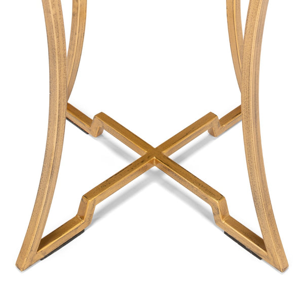 Sarreid The Wine Money Table - Elegant Plain Glass Top With Antique Brass Base For Modern Home Decor Gold  52630