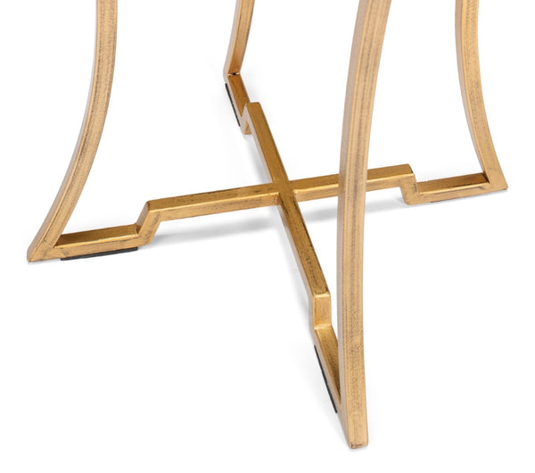 Sarreid The Wine Money Table - Elegant Plain Glass Top With Antique Brass Base For Modern Home Decor Gold  52630