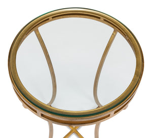 Sarreid The Wine Money Table - Elegant Plain Glass Top With Antique Brass Base For Modern Home Decor Gold  52630