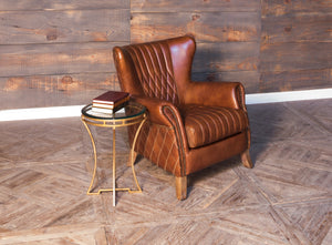 Sarreid The Wine Money Table - Elegant Plain Glass Top With Antique Brass Base For Modern Home Decor Gold  52630