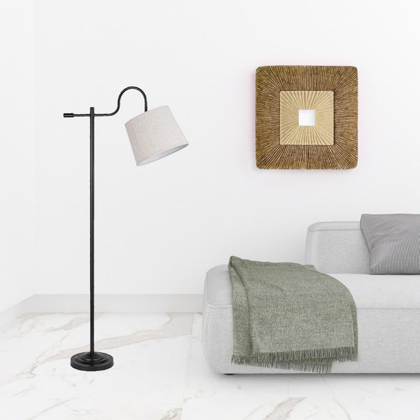 HomeRoots 63" Bronze Adjustable Floor Lamp - Classic Traditional Design with Gray Shade for Any Room Decor 526312