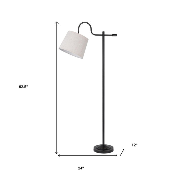 HomeRoots 63" Bronze Adjustable Floor Lamp - Classic Traditional Design with Gray Shade for Any Room Decor 526312