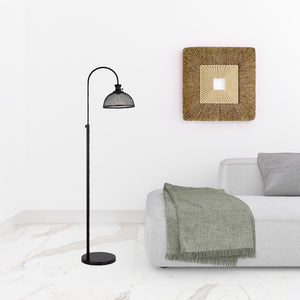 HomeRoots 61" Black Adjustable Floor Lamp with Bronze Dome Shade - Stylish Lighting for Any Room! 526313
