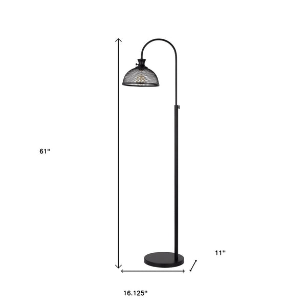 HomeRoots 61" Black Adjustable Floor Lamp with Bronze Dome Shade - Stylish Lighting for Any Room! 526313