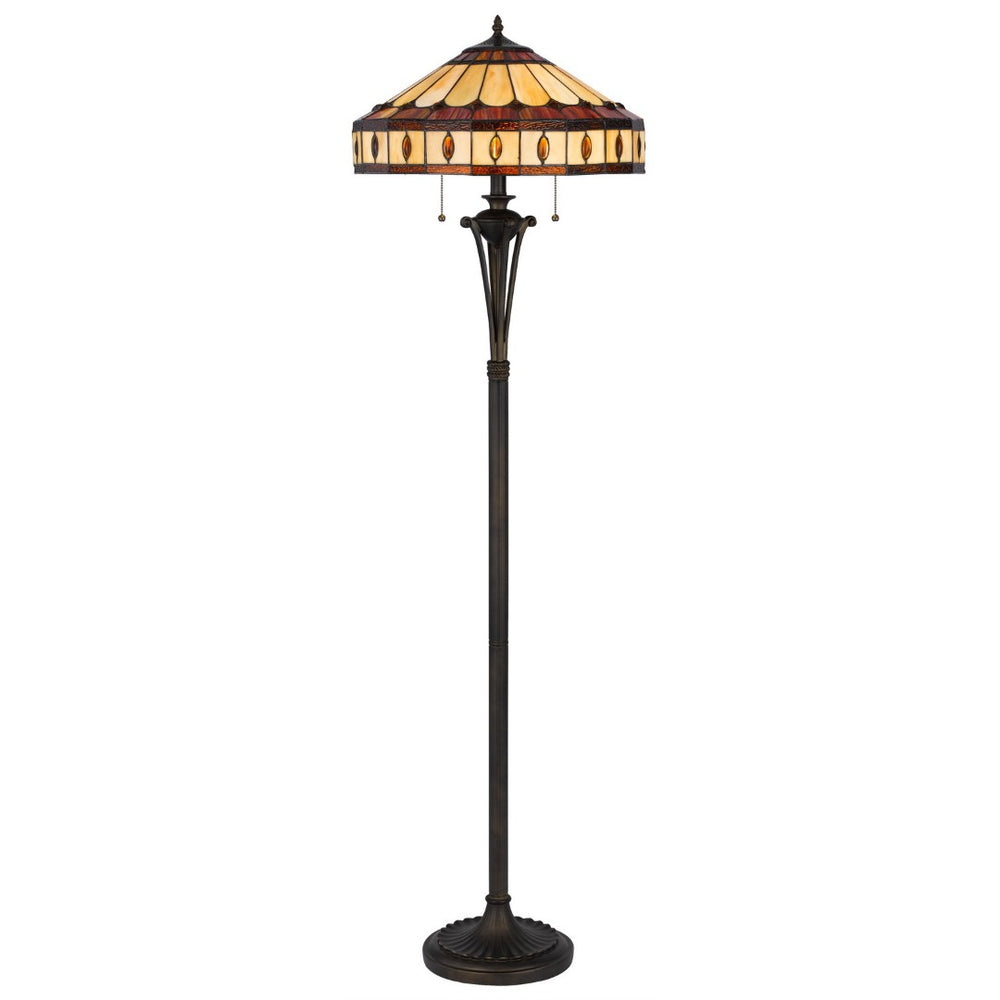 HomeRoots 61" Elegant Bronze Floor Lamp with Colorful Tiffany Glass Shade - Perfect for Living Rooms & More 526315