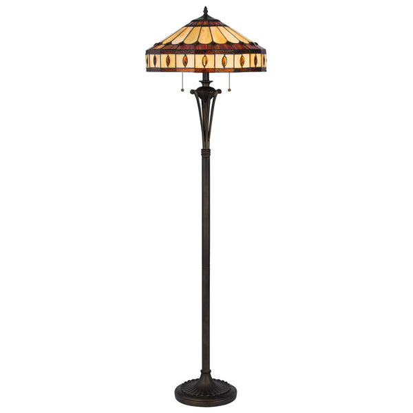 Homeroots 61" Bronze Two Light Traditional Shaped Floor Lamp With Purple And Ivory Abstract Tiffany Glass Empire Shade  Metal 526315