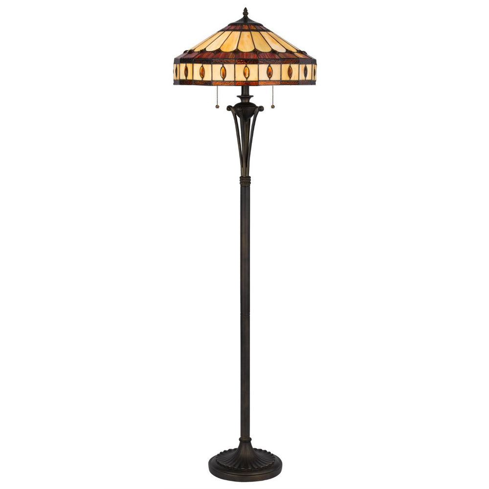 HomeRoots 61" Elegant Bronze Floor Lamp with Colorful Tiffany Glass Shade - Perfect for Living Rooms & More 526315
