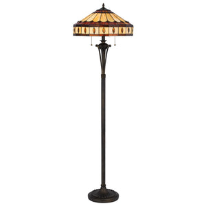 Homeroots 61" Bronze Two Light Traditional Shaped Floor Lamp With Purple And Ivory Abstract Tiffany Glass Empire Shade  Metal 526315