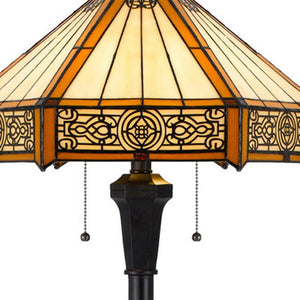 HomeRoots 60" Bronze Floor Lamp with Abstract Tiffany Glass Empire Shade – Warm Lighting for Any Space 526322