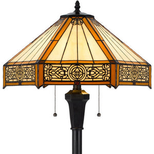 HomeRoots 60" Bronze Floor Lamp with Abstract Tiffany Glass Empire Shade – Warm Lighting for Any Space 526322