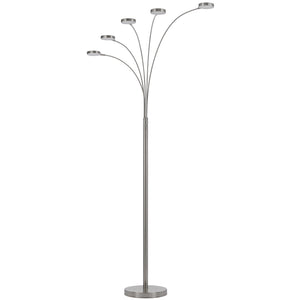 Homeroots 82" Nickel Five Light Led Arc Floor Lamp  Metal 526323