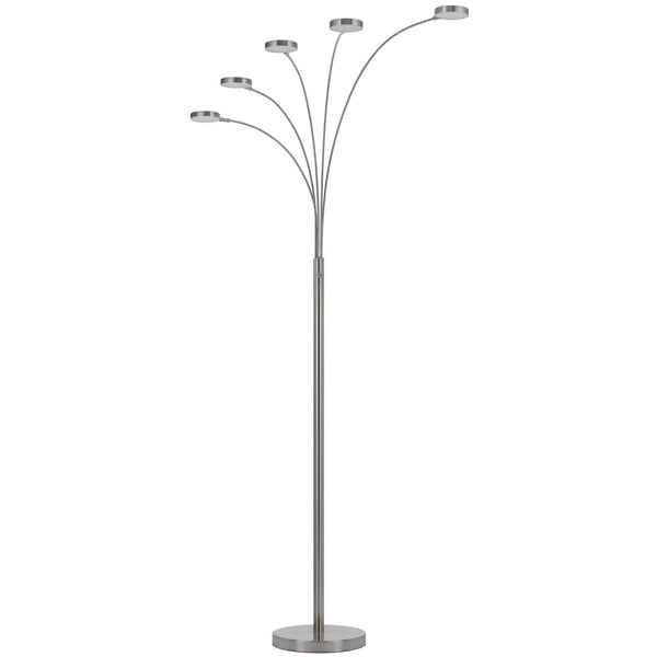 Homeroots 82" Nickel Five Light Led Arc Floor Lamp  Metal 526323