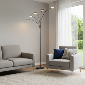 HomeRoots 82" Bronze Arc Floor Lamp - Stylish LED Light with Adjustable Brightness for Living Spaces & Reading 526324