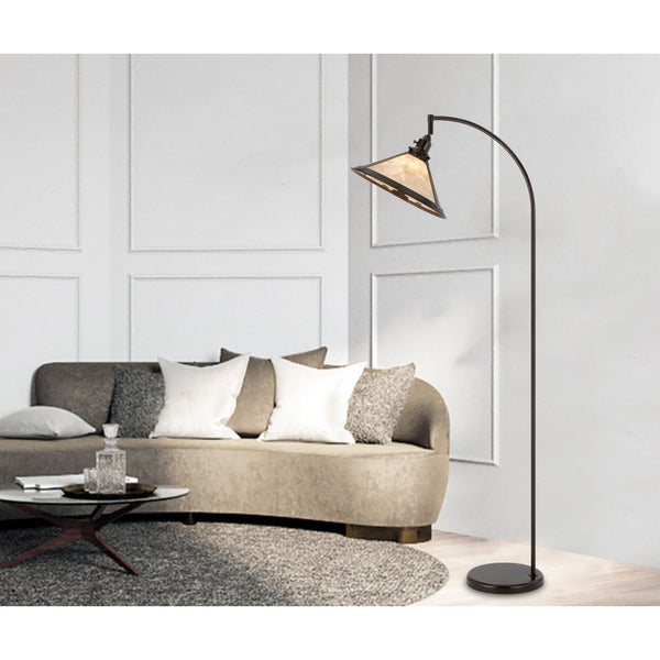 HomeRoots 65" Bronze Traditional Floor Lamp with Dimmable White Empire Shade for Elegant Ambient Lighting 526325