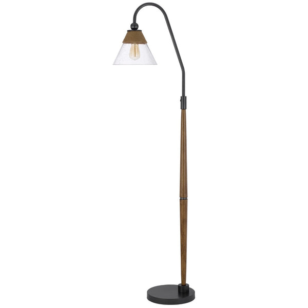 HomeRoots 71" Brown Traditional Floor Lamp with Clear Glass Shade - Elegant Lighting for Any Space 526327